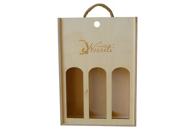 Dřevěný box na 3 láhve s výřezy